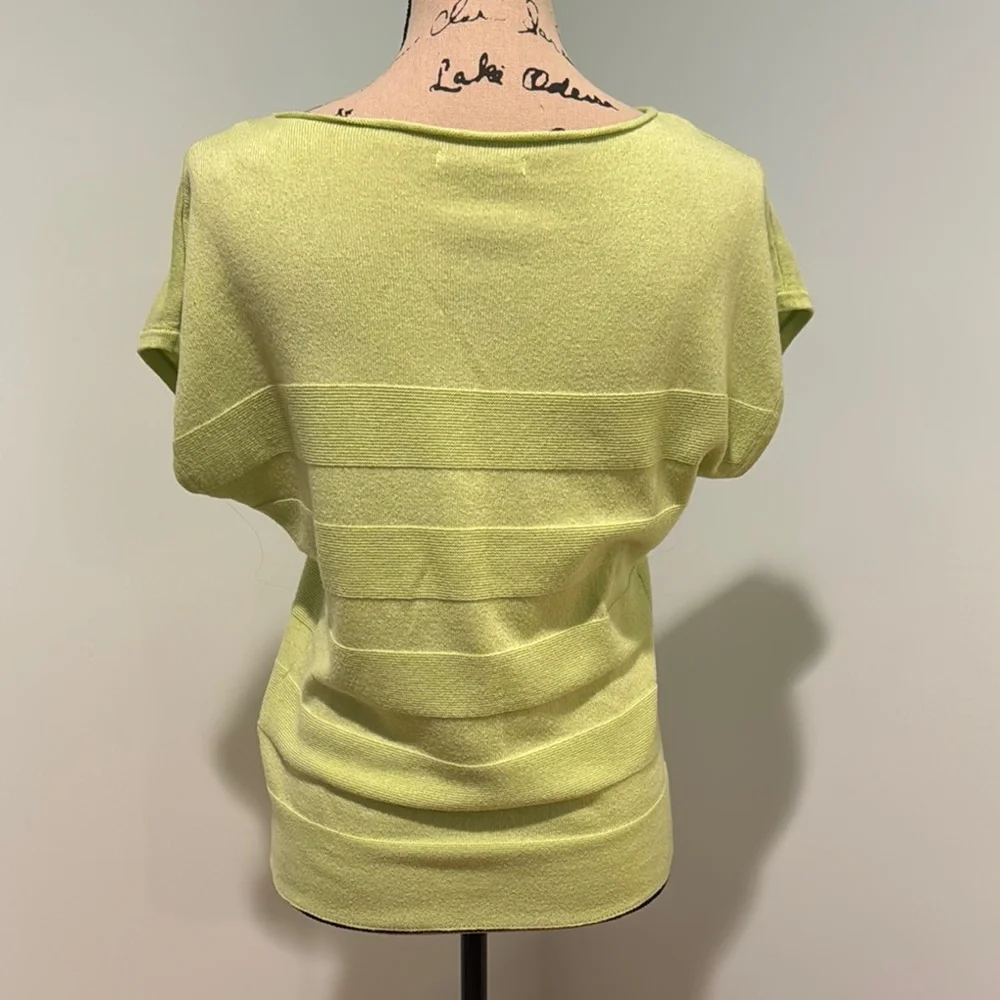 Pink Clover size small light Lime Green Striped Knit Top - Picture 4 of 5